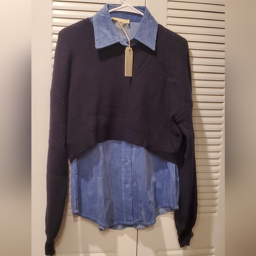 Black and Blue Layered Sweater Top